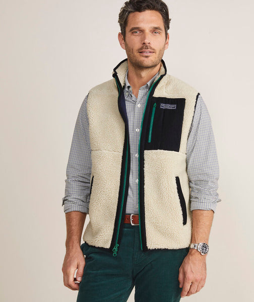 Vineyard Vines Men's Sherpa SuperShep™ Vest - Stone | Krizia Martin