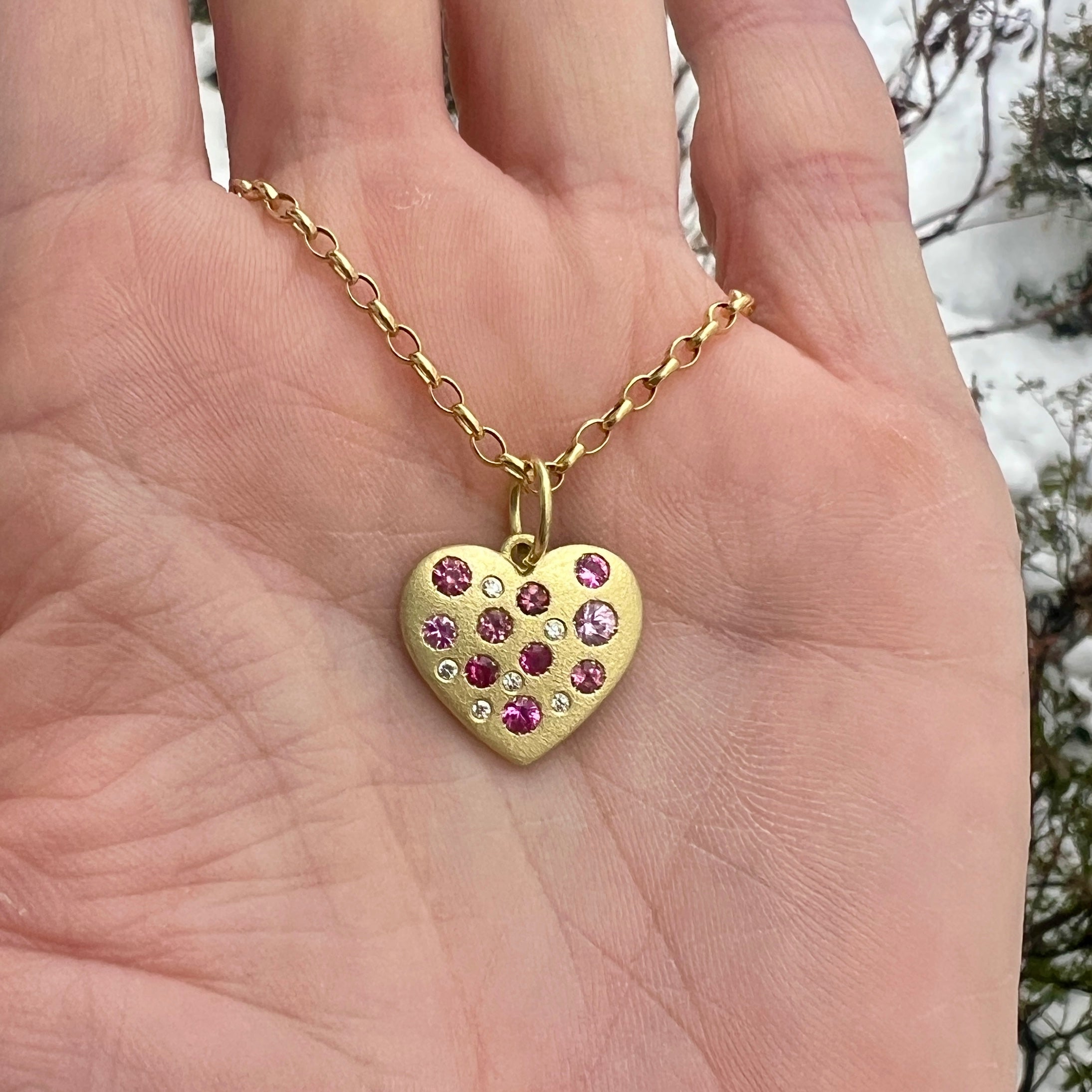 Pink Sapphire and Tourmaline Giselle Breast Cancer Heart – Lauren