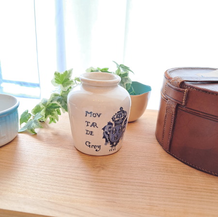 FV1017 GREY POUPON マスタード ポット * アンティーク雑貨 陶器ポット