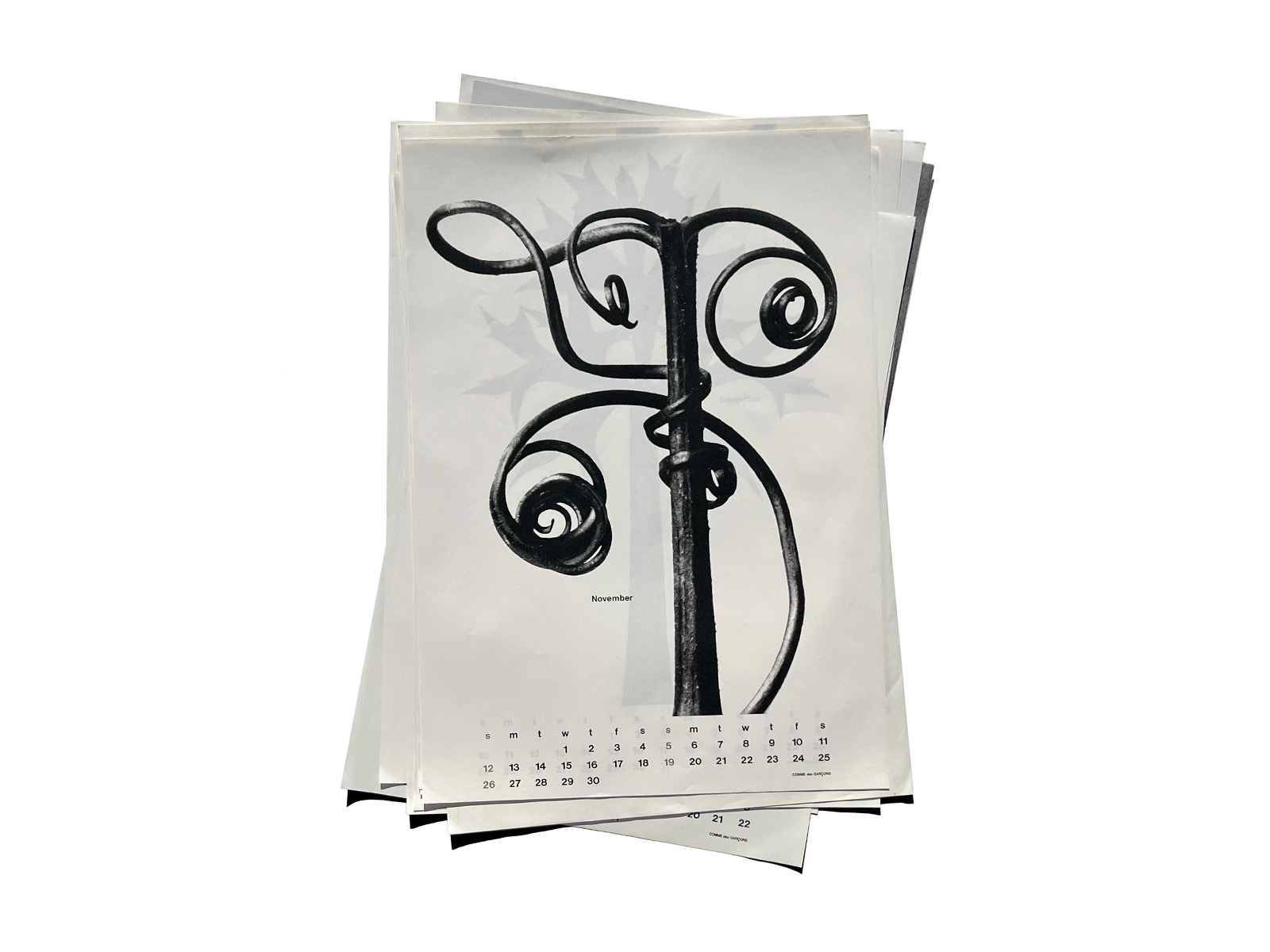 COMME des GARÇONS 1989 Calendar (Semi-Complete / January Missing