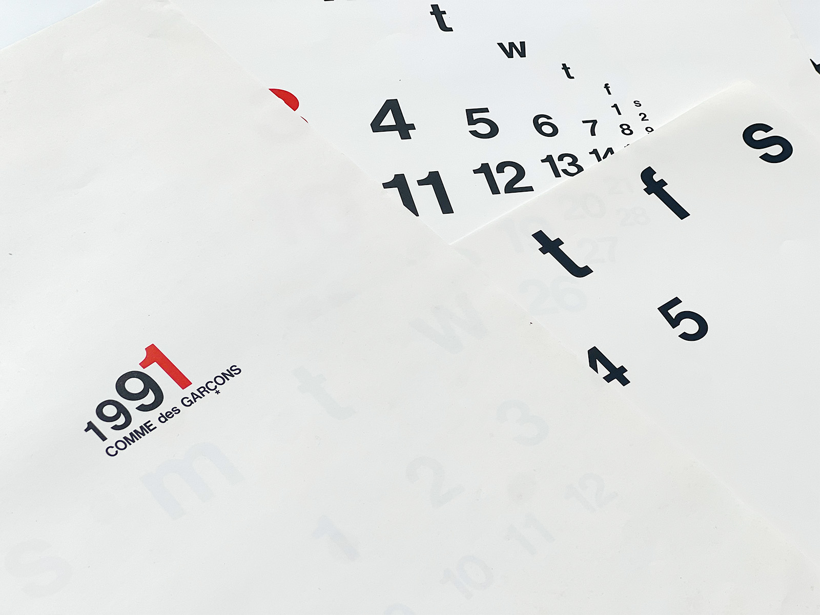 COMME des GARÇONS 1991 Calendar | PAGE SPREAD