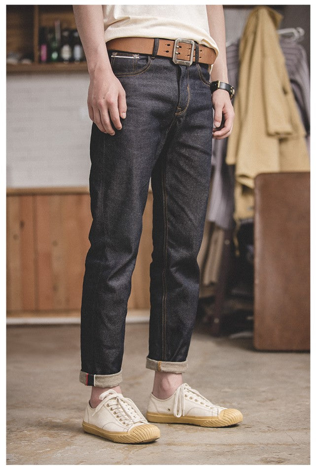 △13.8oz 良質 セルビッチ細身テーパード デニムパンツ▽ジーンズ 赤耳