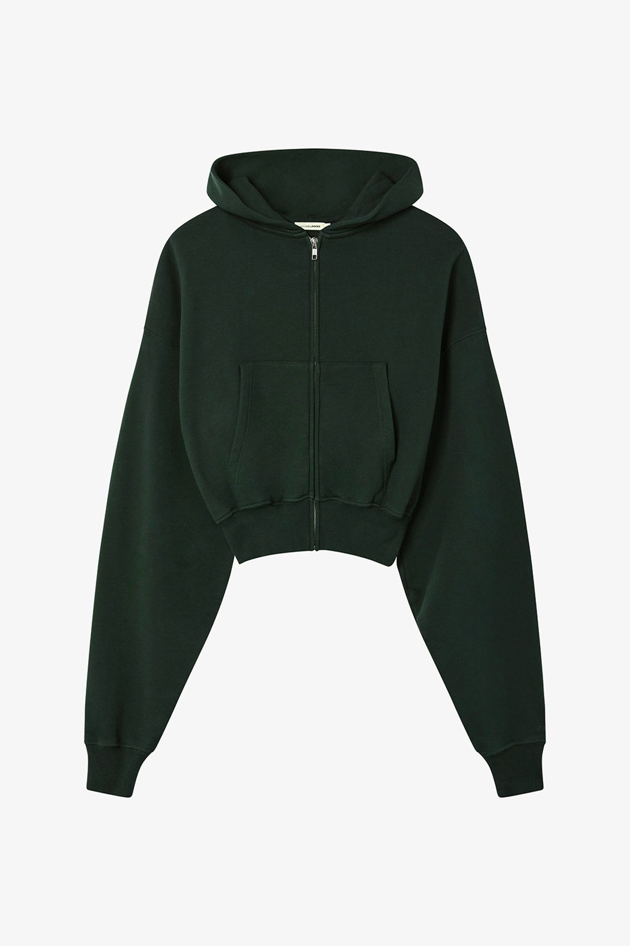 Cropped Zip Hoodie Green