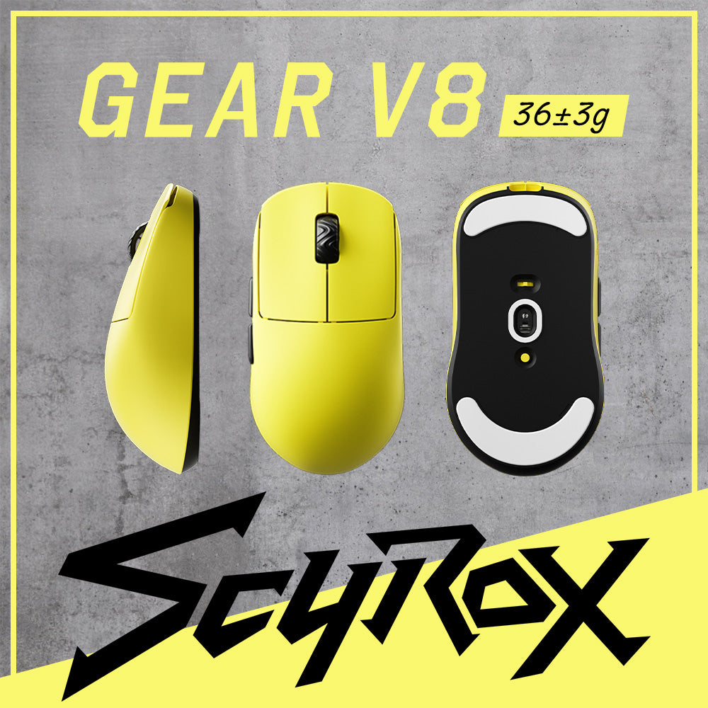 SCYROX V8 Yellow ゲーミングマウス 8000hz 重量36±3g 左右対称