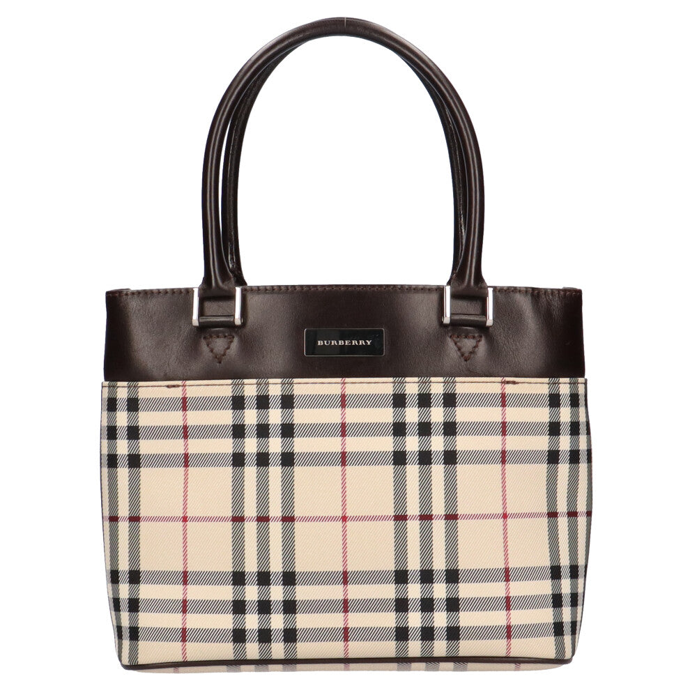 バーバリー BURBERRY ノバチェック ハンドバッグ キャンバス ベージュ