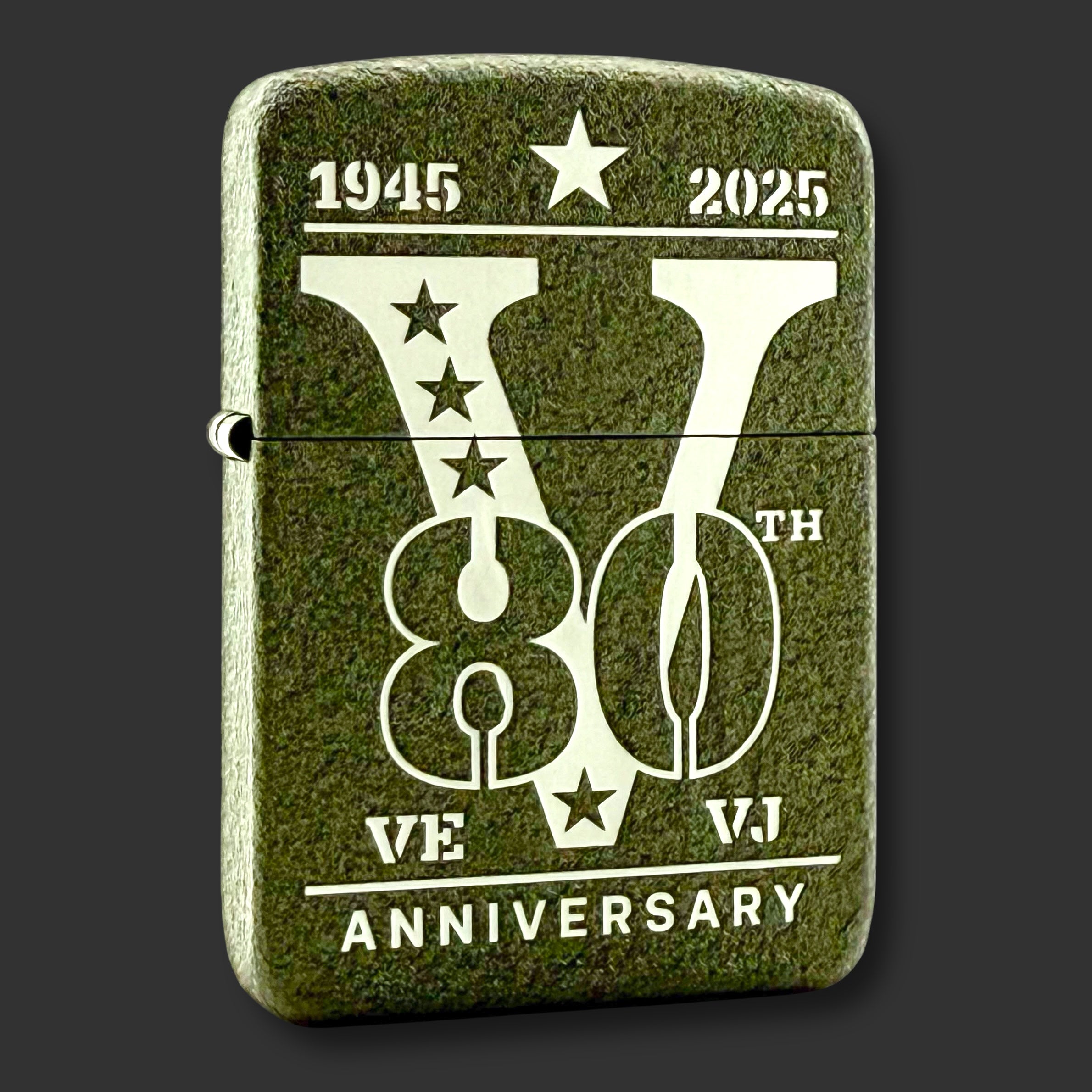 2025 Zippo Lighter - 80th Anniversary WWII Victory - Green Crackle