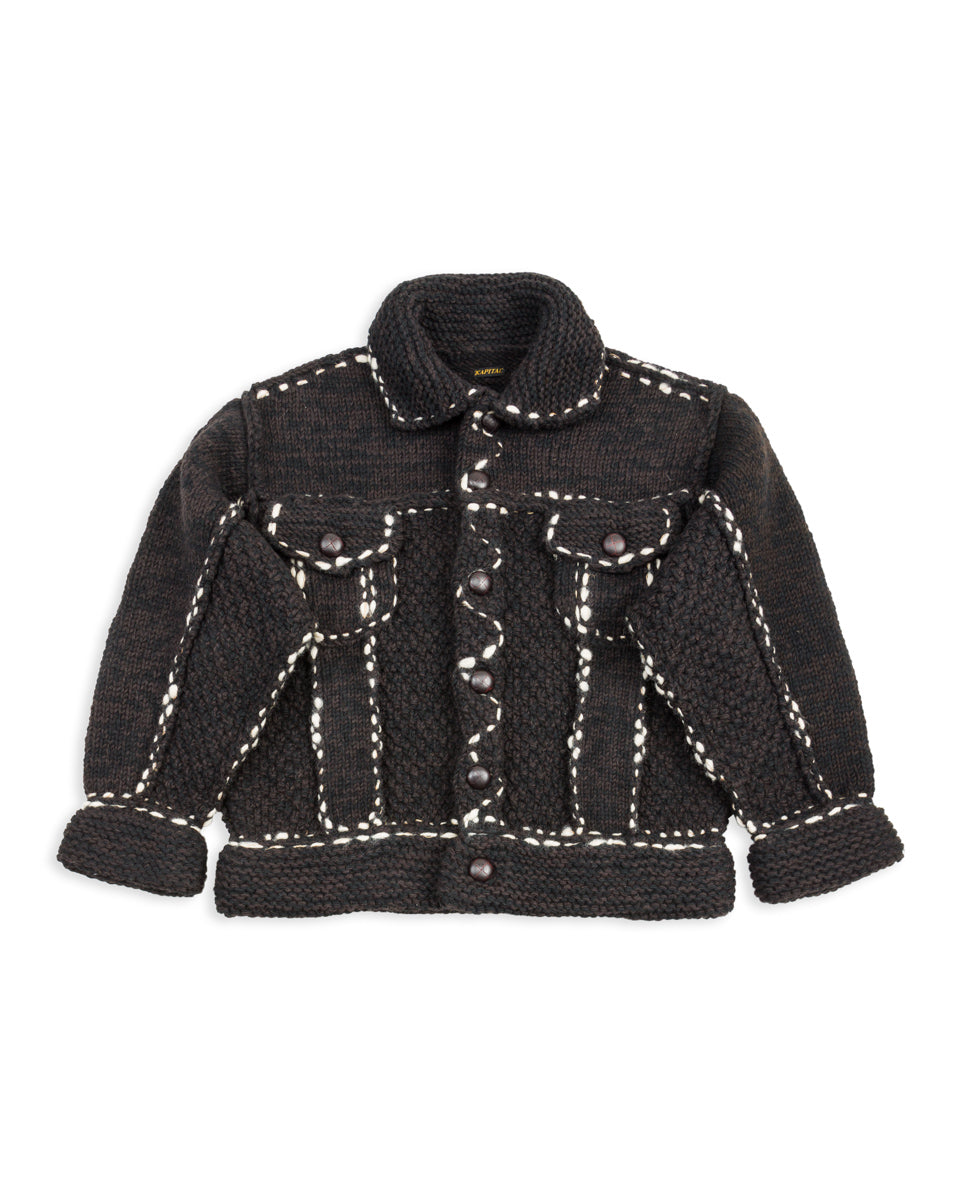 Kapital Wool Hand Knit Cowichan G-Jacke - Black F – Standard & Strange