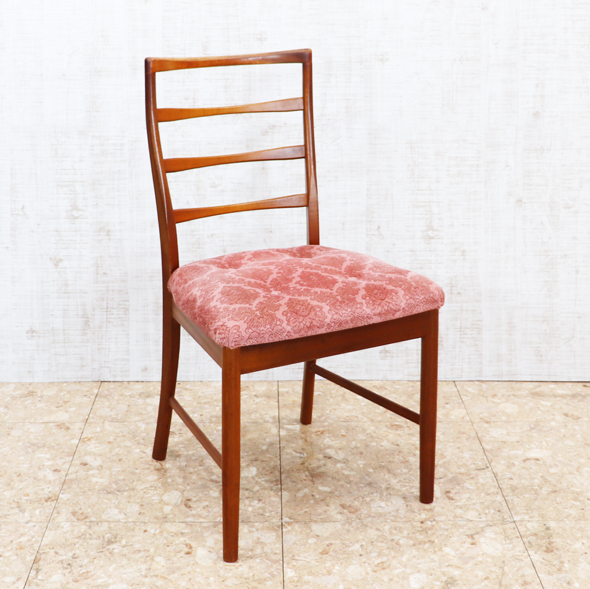 ②】ラダーバックチェア ヴィンテージ オーク材 無垢材 民芸家具 ②