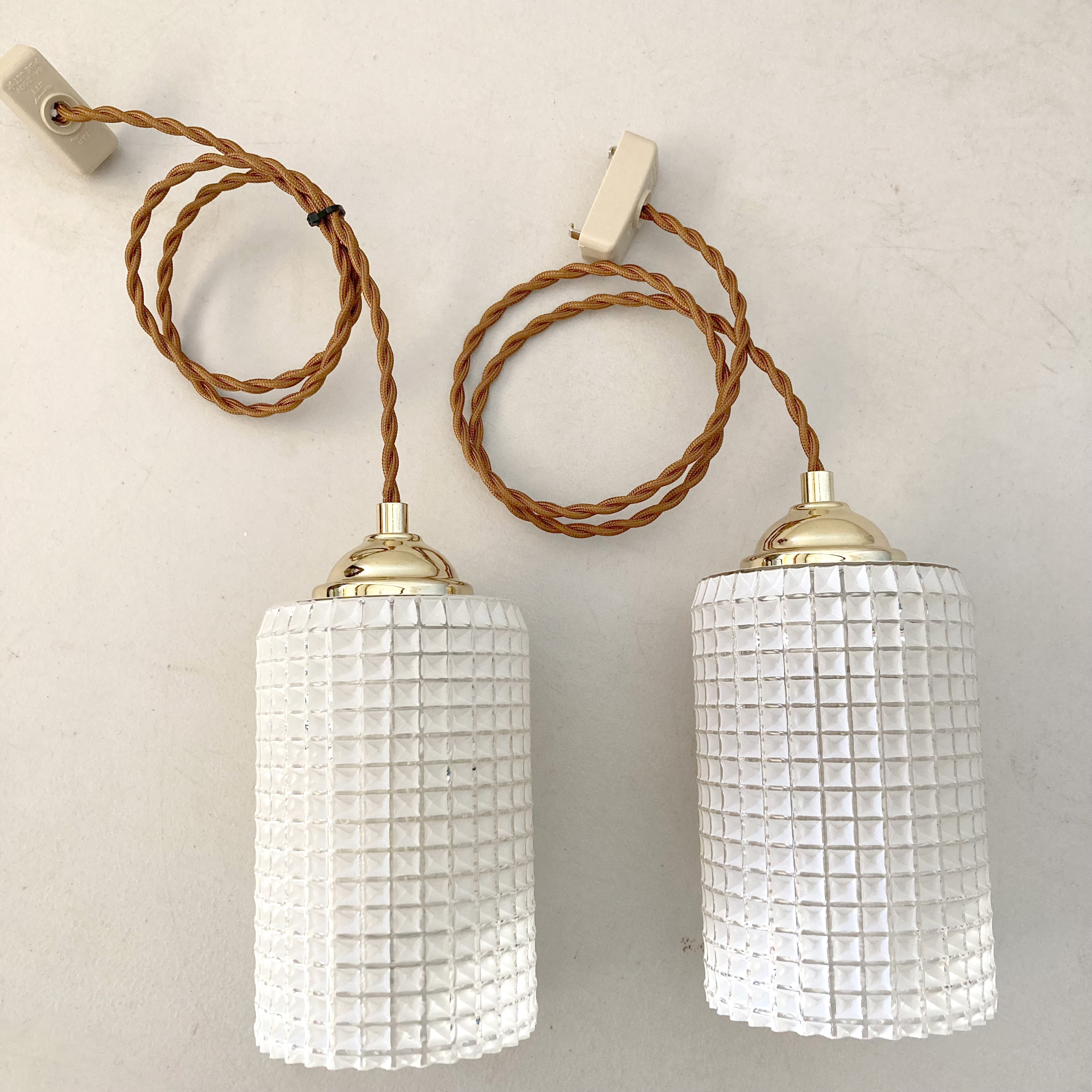 60's ヴィンテージ モダン ガラス ペンダントランプ ミッド