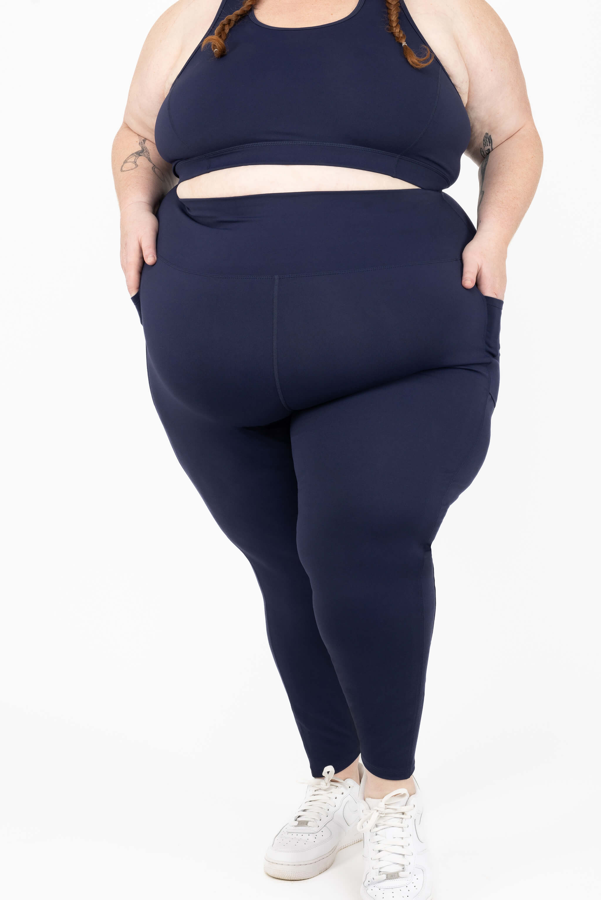 Plus Size Pocket 7/8 Leggings - Navy | Superfit Hero