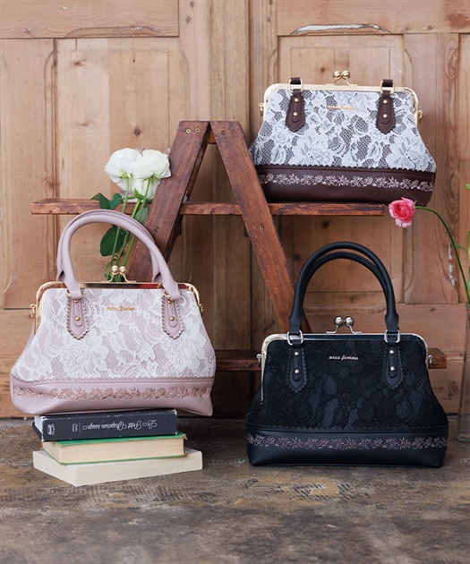 レース重ねがま口ボストン | axes femme | axes femme online shop