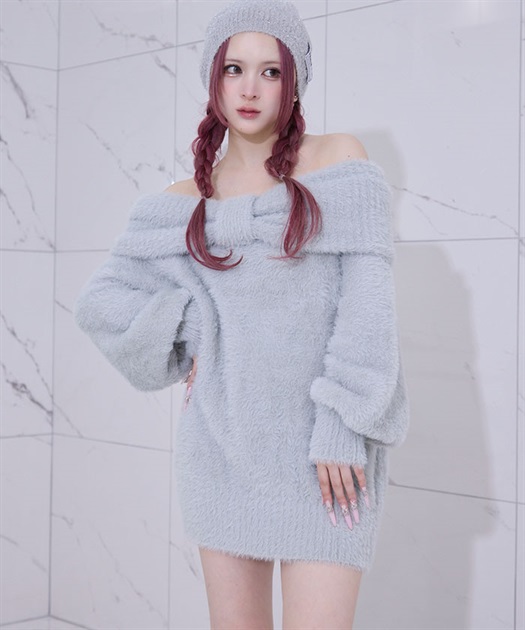 ビッグリボンオフショルワンピース | axes femme online shop