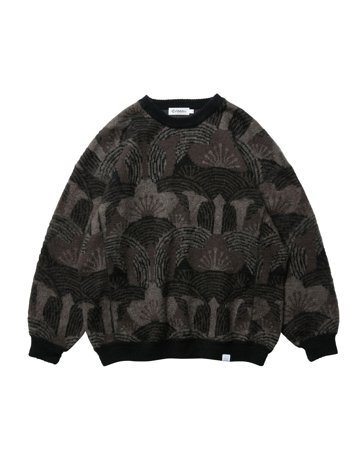 KABUTO MOHAIR CREW KNIT - BLACK / GREY – Evisen Skateboards ゑ