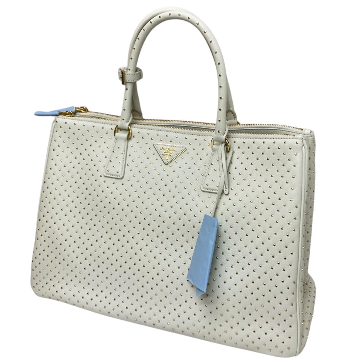 PRADA(プラダ) ガレリア エクストララージ スタッズ付 ソフトグレイン