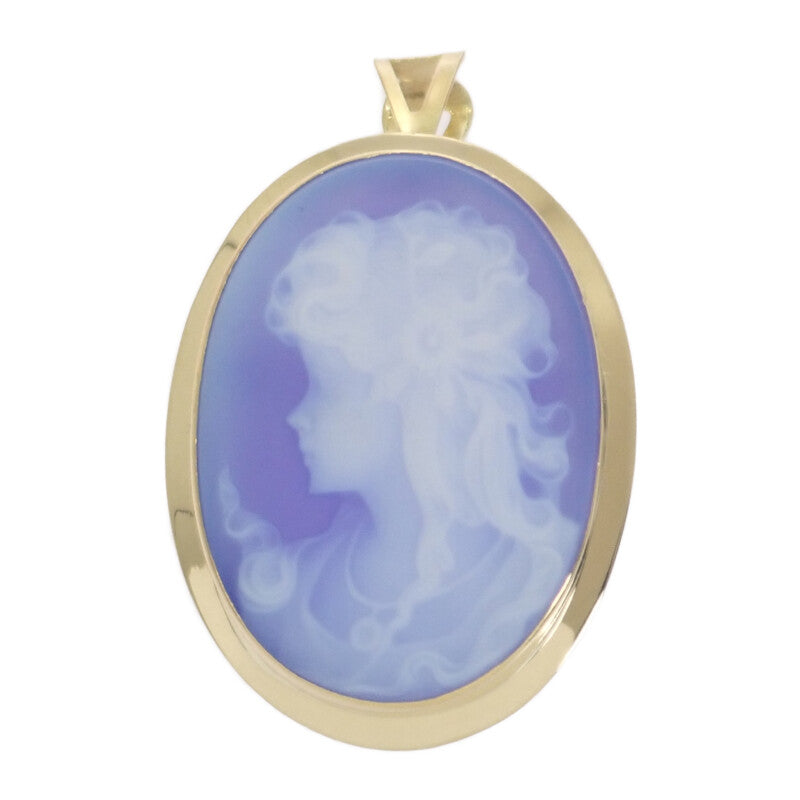 デザインジュエリー カメオ ブローチ K18イエローゴールド ブルー