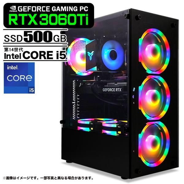ゲーミングPC ブラック GeForce RTX3060Ti 第14世代 Intel Corei5