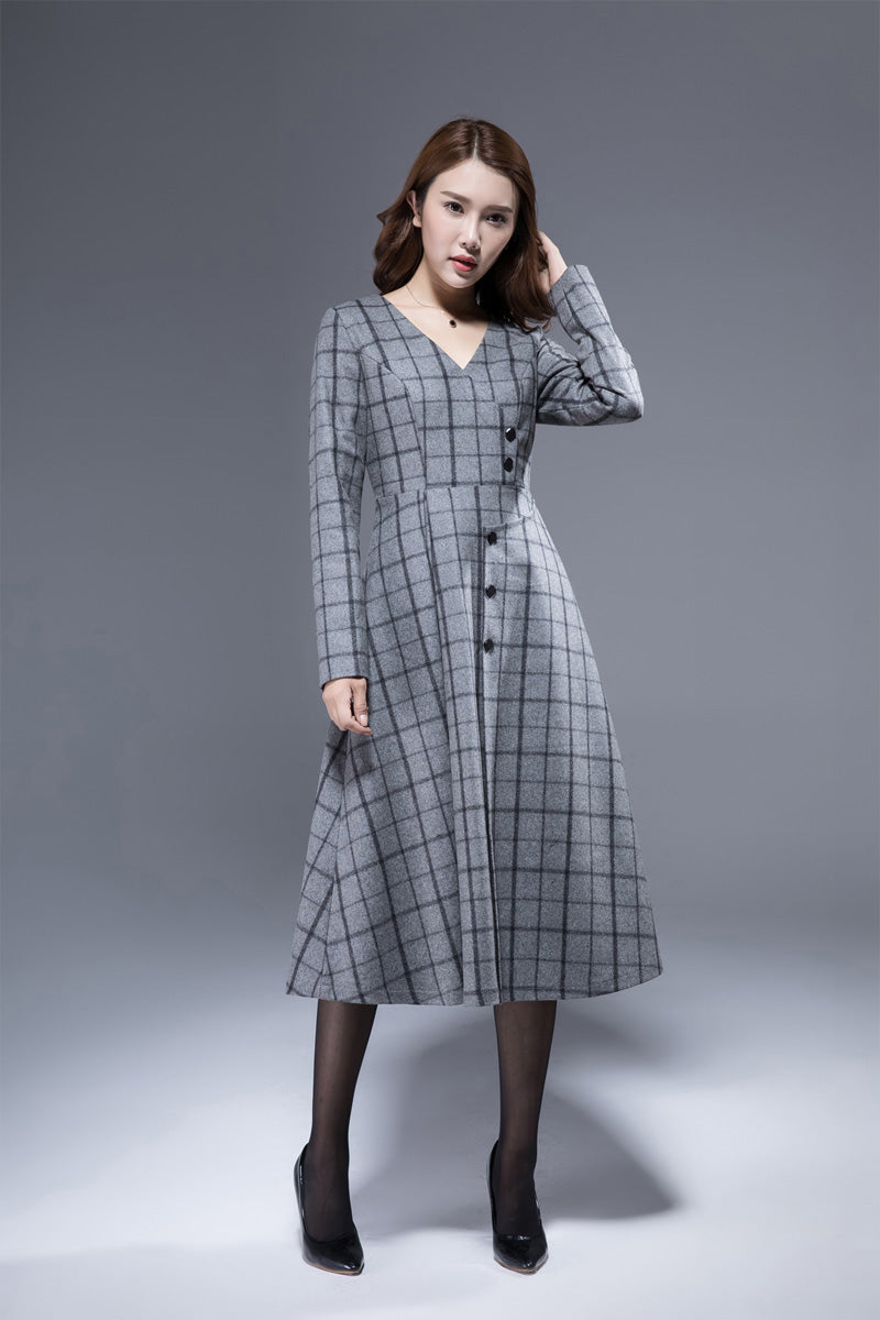ワンピース ANDMARY Betty layered check dress gray ANDMARY】Betty