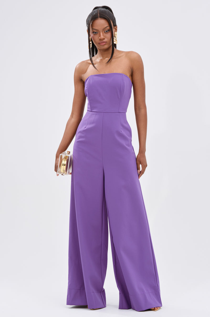 BIG BOSS ENERGY WIDE LEG JUMPSUIT IN PURPLE – AKIRA