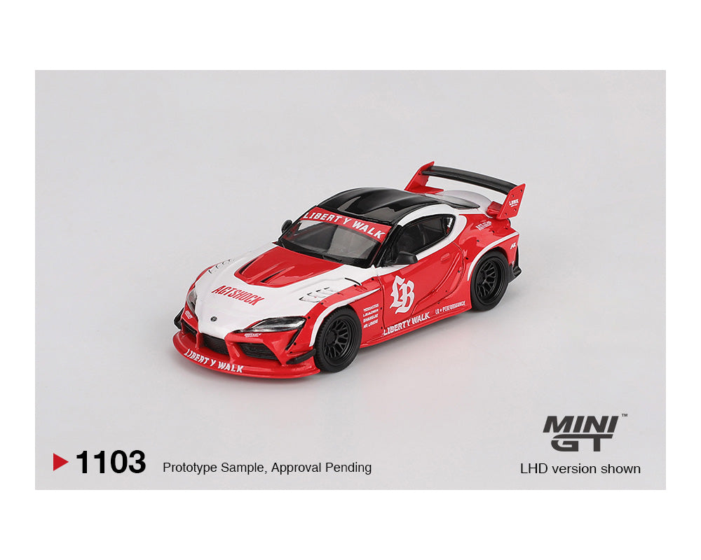 Preorder) Mini GT 1:64 LB☆WORKS Toyota GR Supra – Red/White