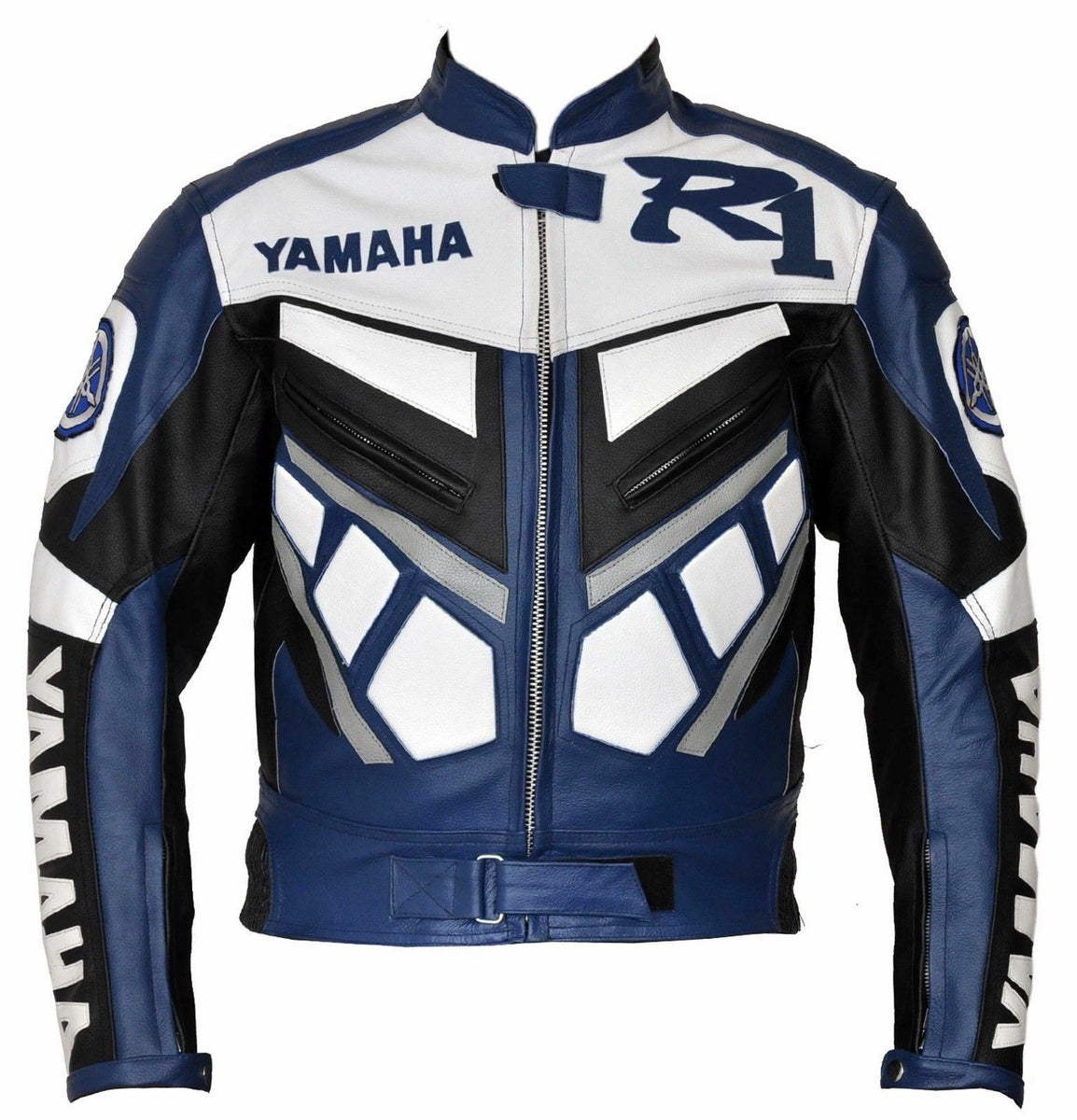 Yamaha R Blue Motorcycle Leather Racing Jacket | SPEEDYSTAR