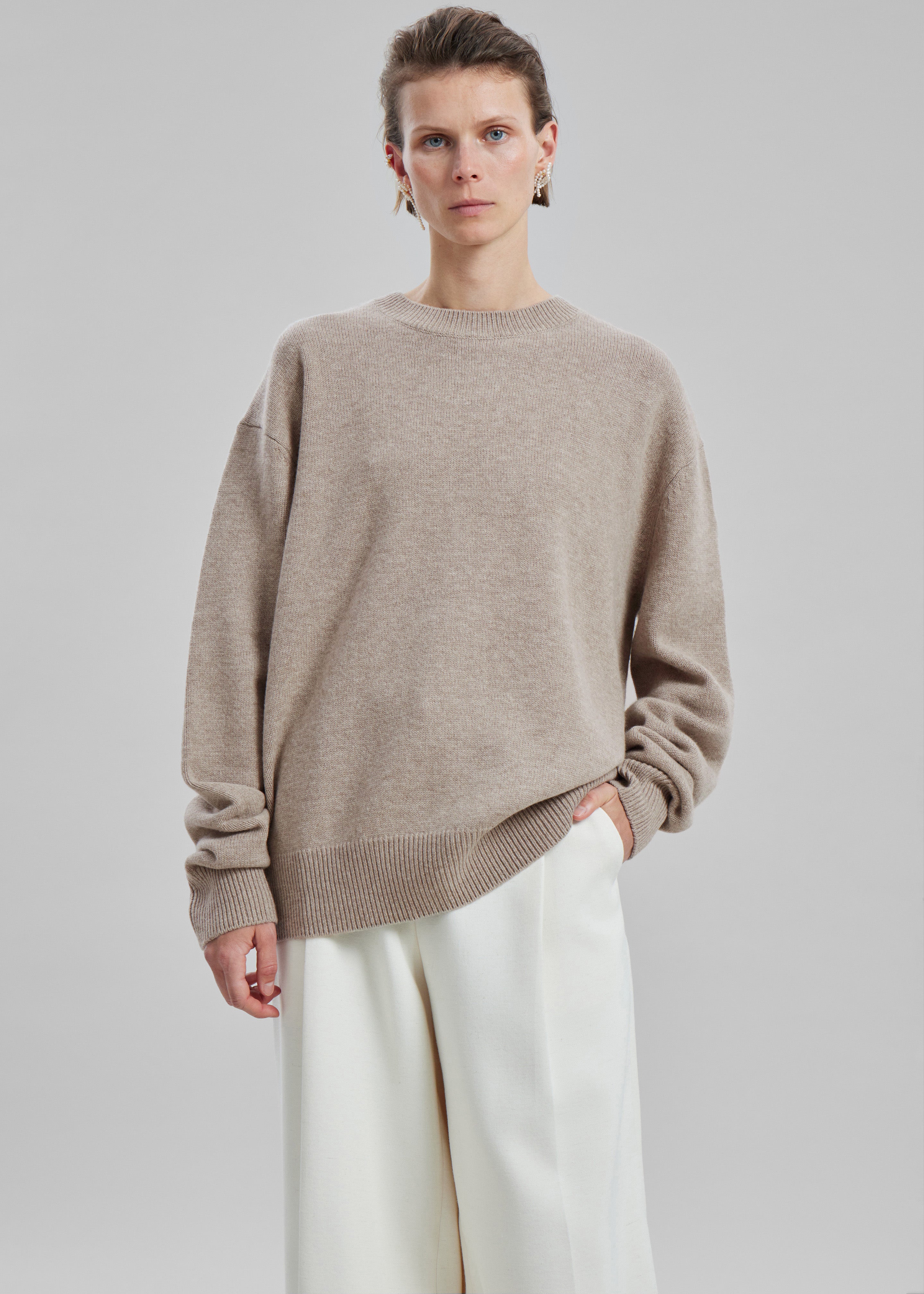 Quinton Crew Neck Sweater - Beige Melange – The Frankie Shop