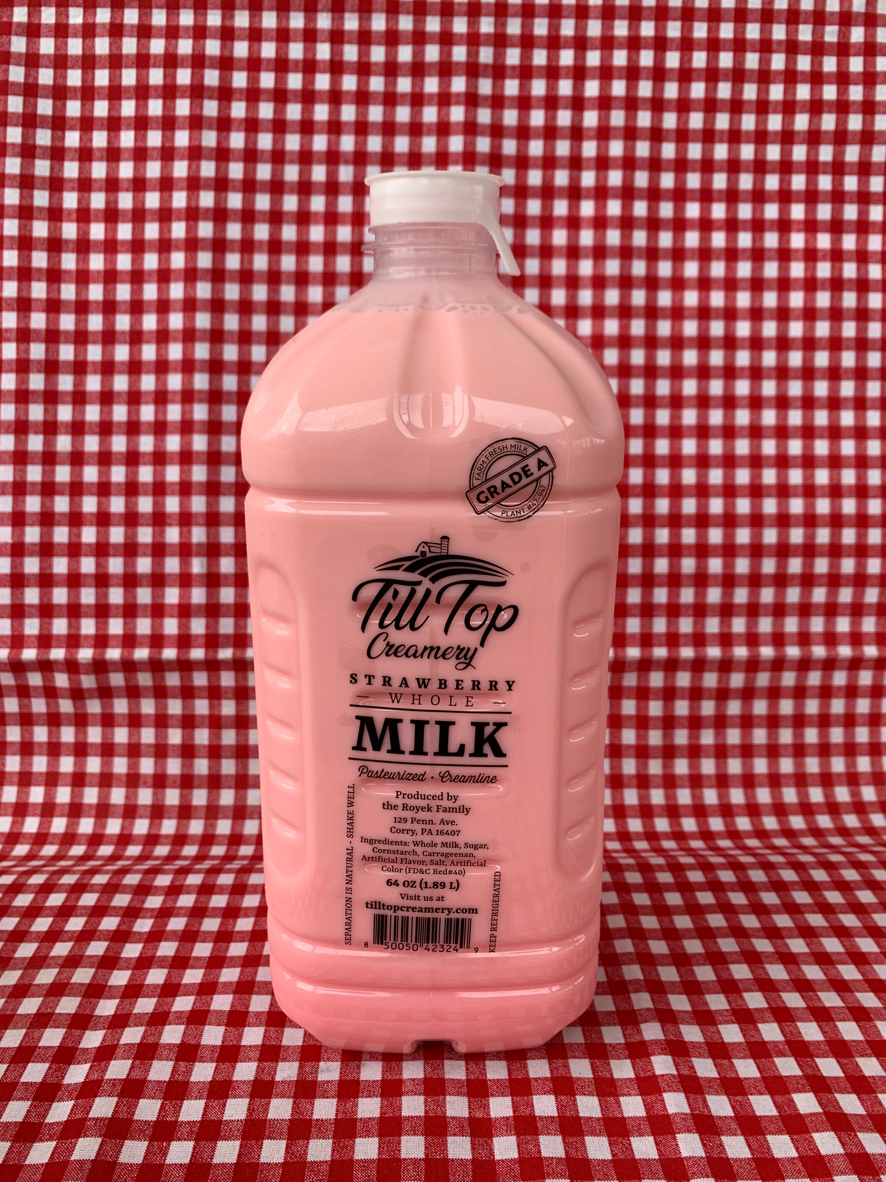 Strawberry Whole Milk - 64 oz – Till Top Creamery