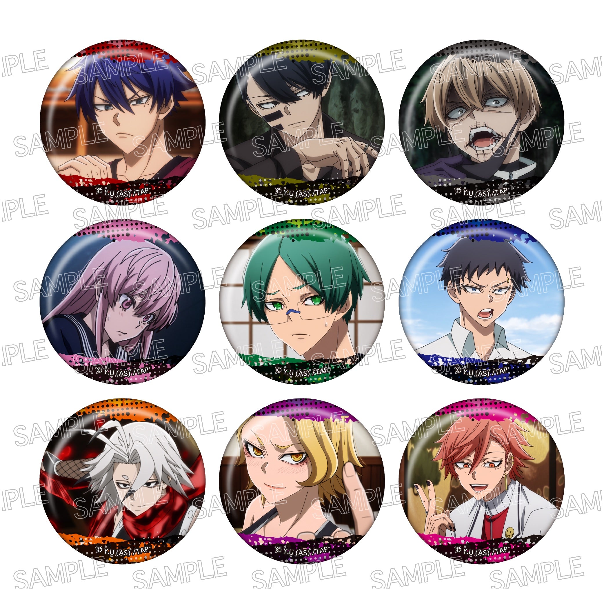 百面相缶バッジ Vol.1 BOX（9個入）｜TVアニメ『桃源暗鬼』公式