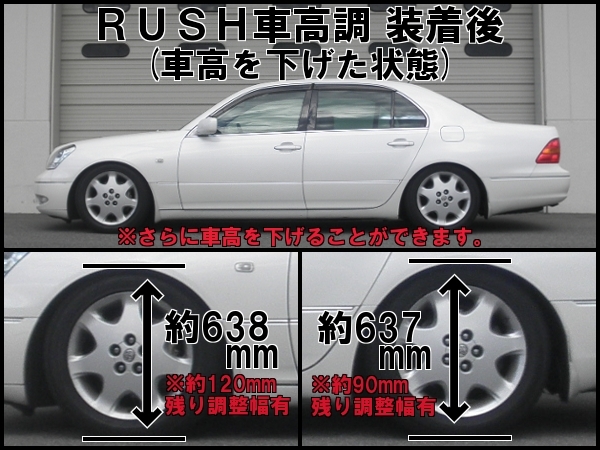 RUSHダンパー車高調整キット SEDAN-CLASS UCF30セルシオ 装着データ