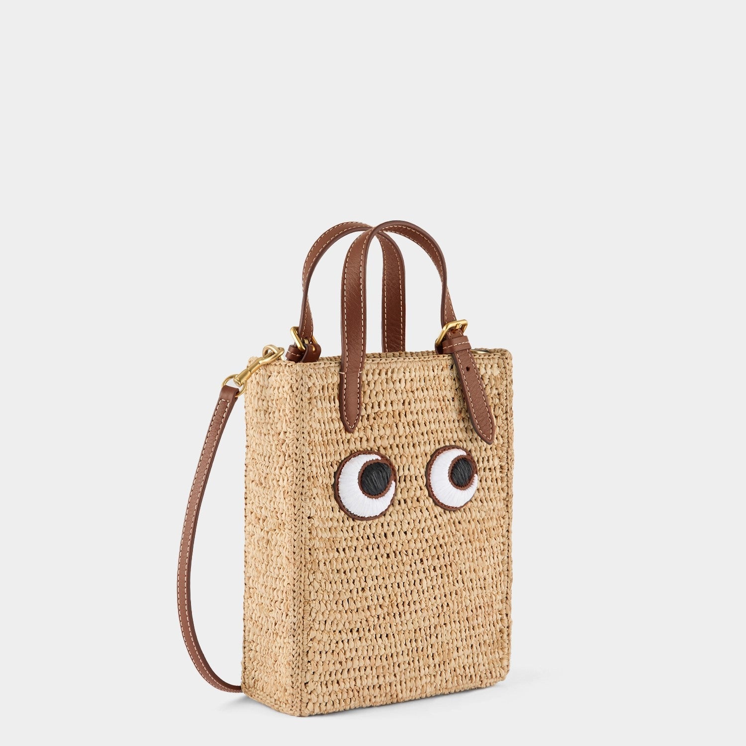 Mini Raffia Cross-body Tote Bag with Eyes | Anya Hindmarch US
