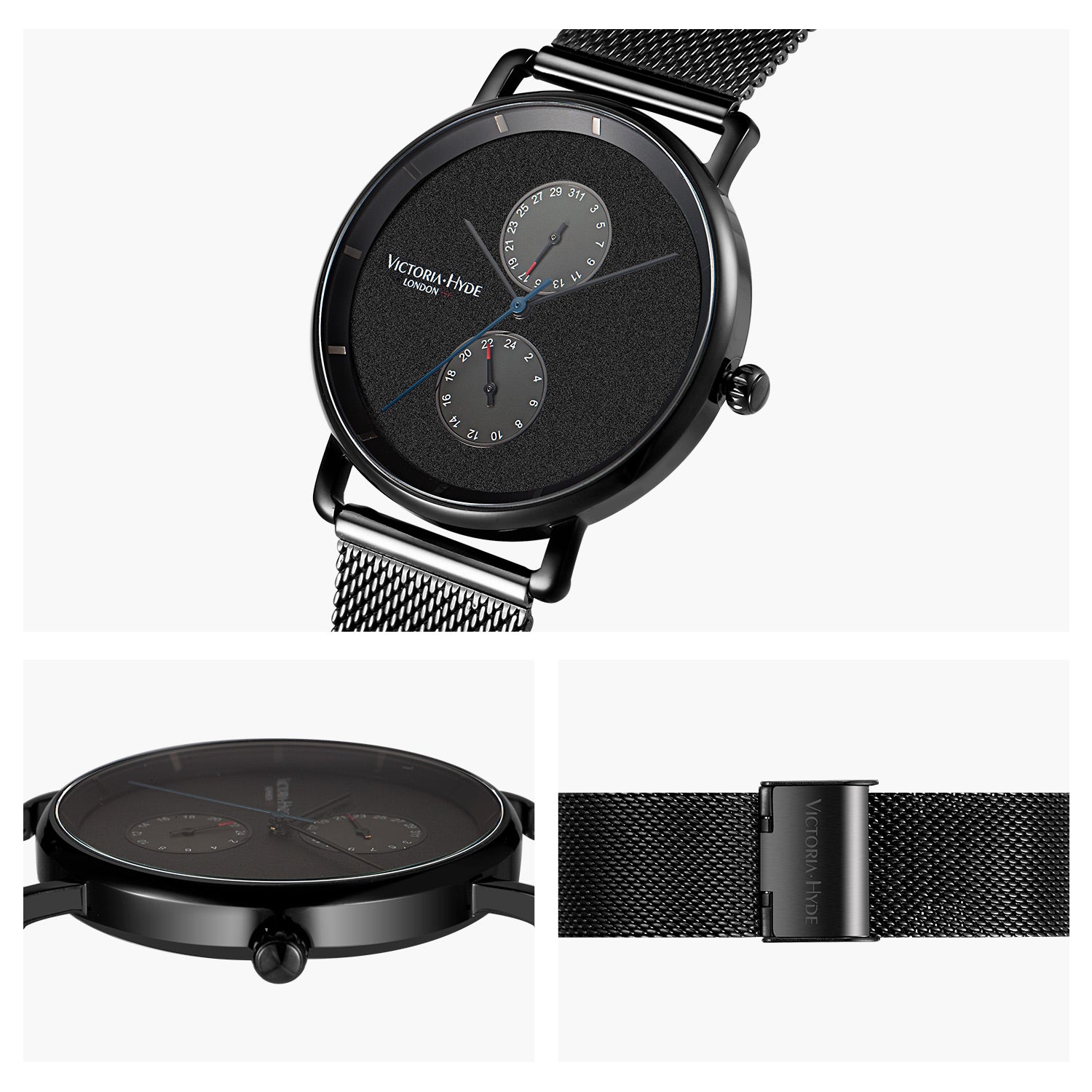 Watch Grange Hill Date Mesh in Black – Victoria Hyde London