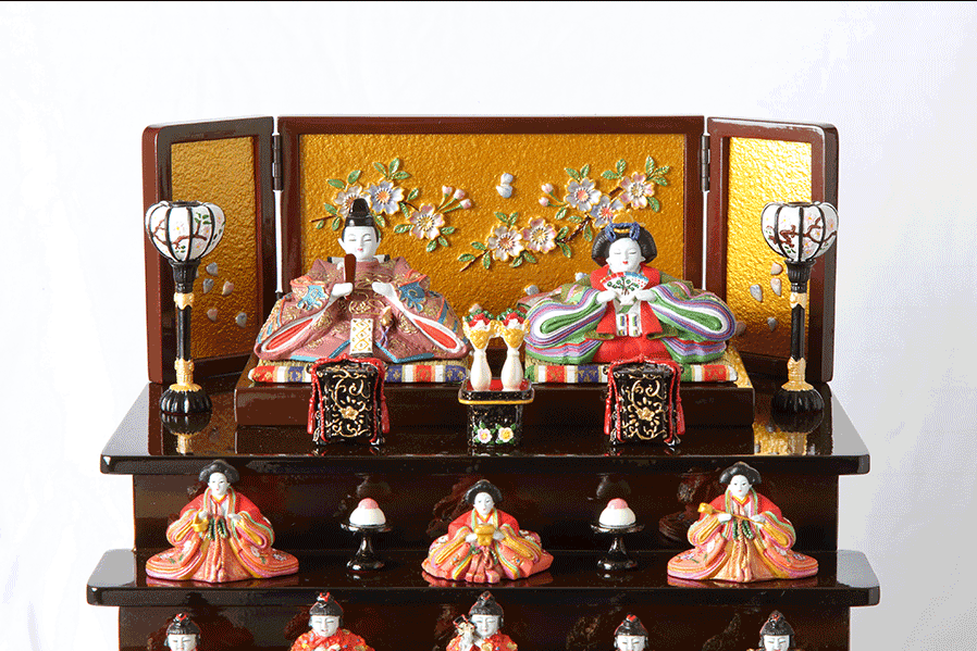 丹青堂 若菜雛 木製七段飾り 雛人形 若菜雛 木製七段飾り 【丹青堂製