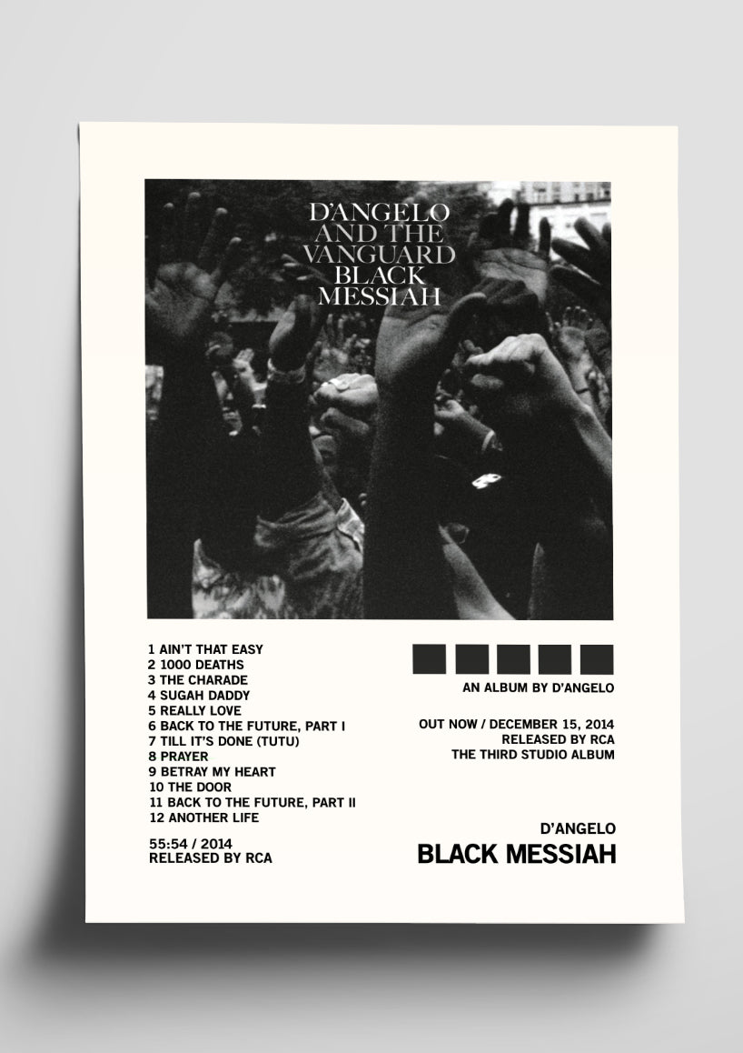 D'ANGELO 'BLACK MESSIAH' Album Art Tracklist Poster – The Indie Planet