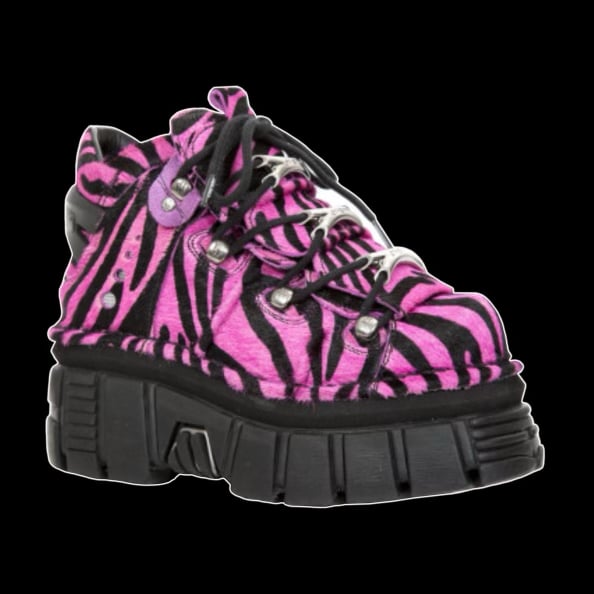 New Rock - Ramona Pink Zebra Platform Ankle Boots M-106-S32