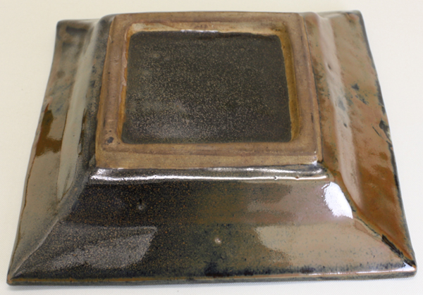 濱田庄司（人間国宝）柿釉抜絵角皿 識箱 ｜益子焼販売 善五