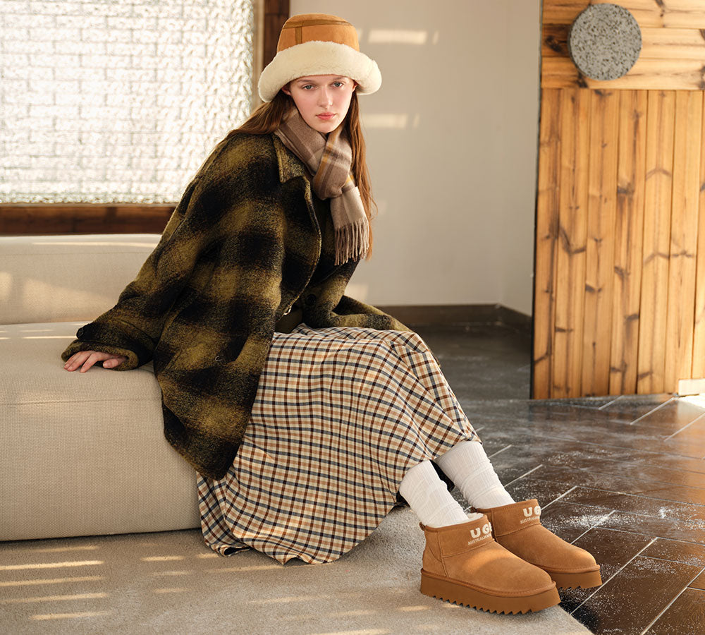 AUSTRALIAN SHEPHERD® UGG Boots Sheepskin Wool Ankle Platform Helia