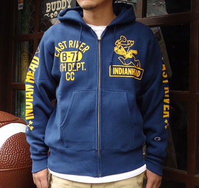 BUDDY 別注 Champion リバースウィーブ フルジップパーカ(INDIANHEAD