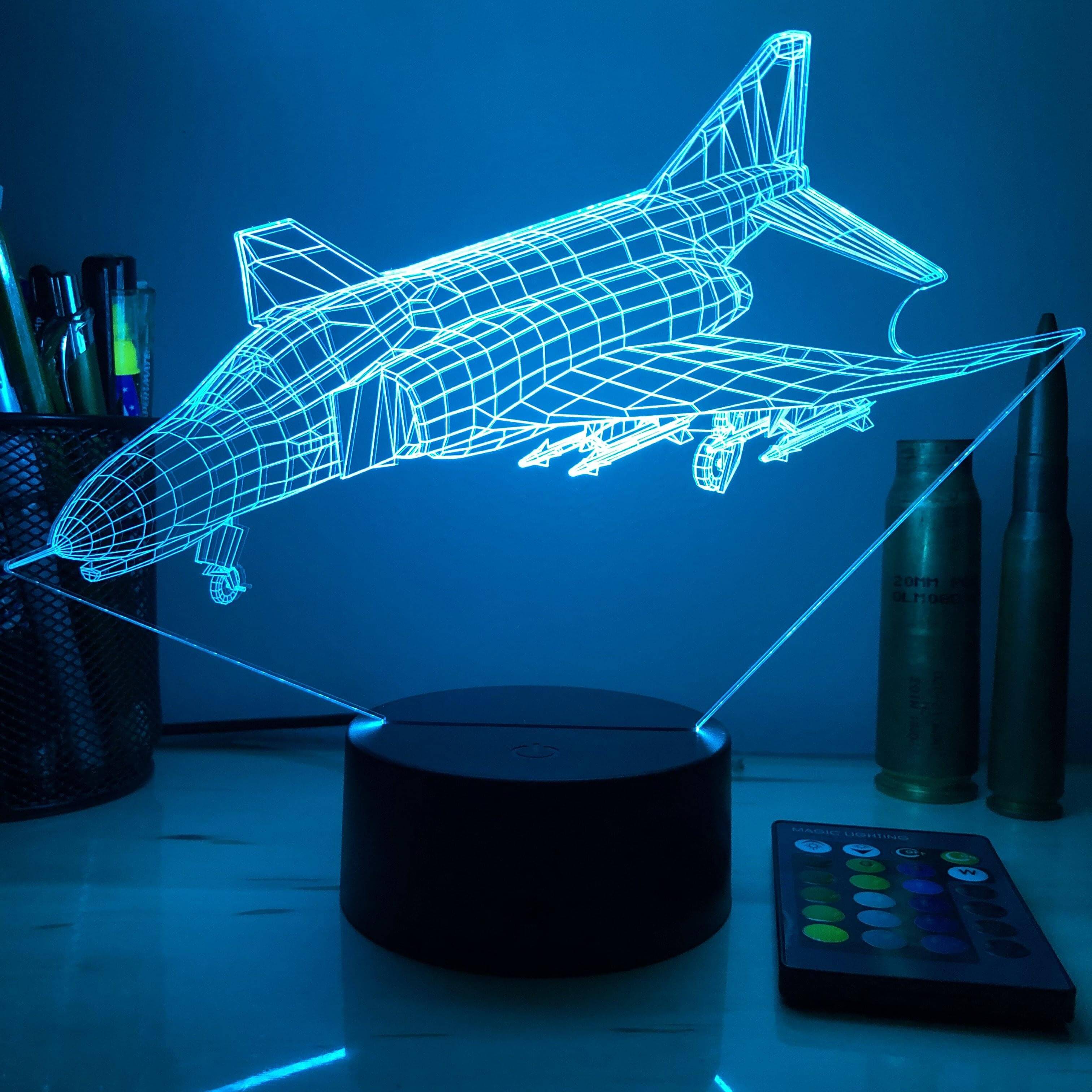 F-4 Phantom II Jet - 3D Optical Illusion Lamp – Carve Craftworks, LLC