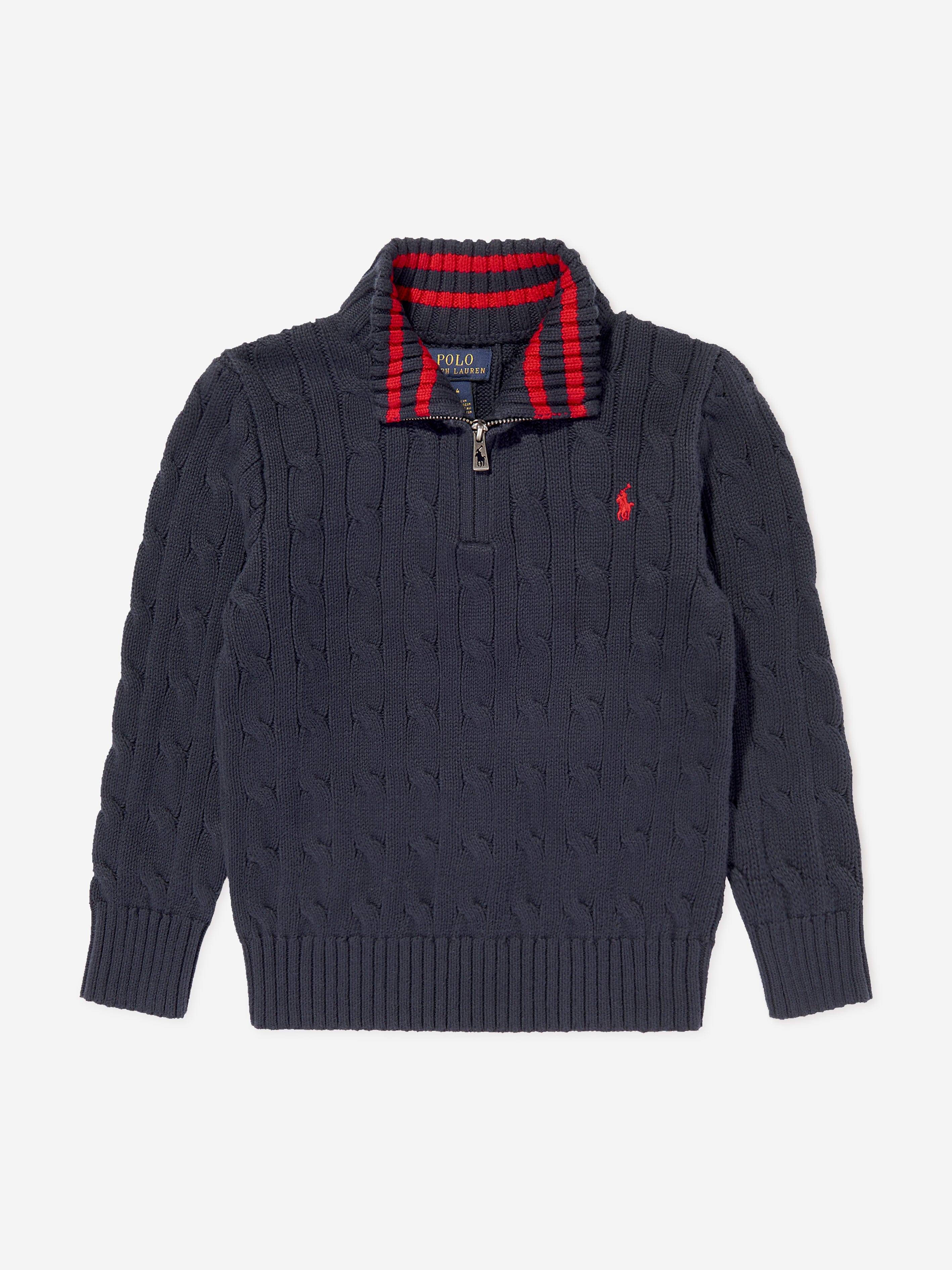 Ralph Lauren Boys Half Zip Jumper in Navy | Childsplay Clothing