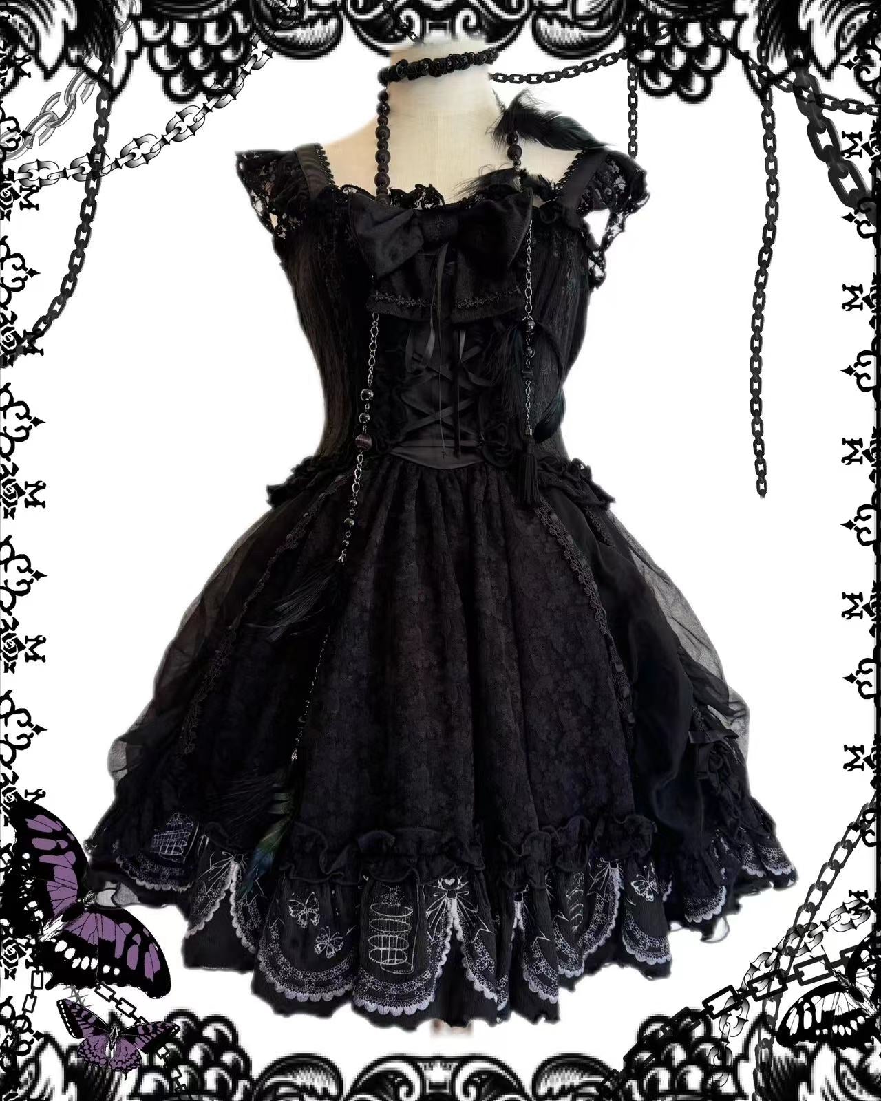 h.Naoto Frill Mesh Layer Bow JSK – cucurucu