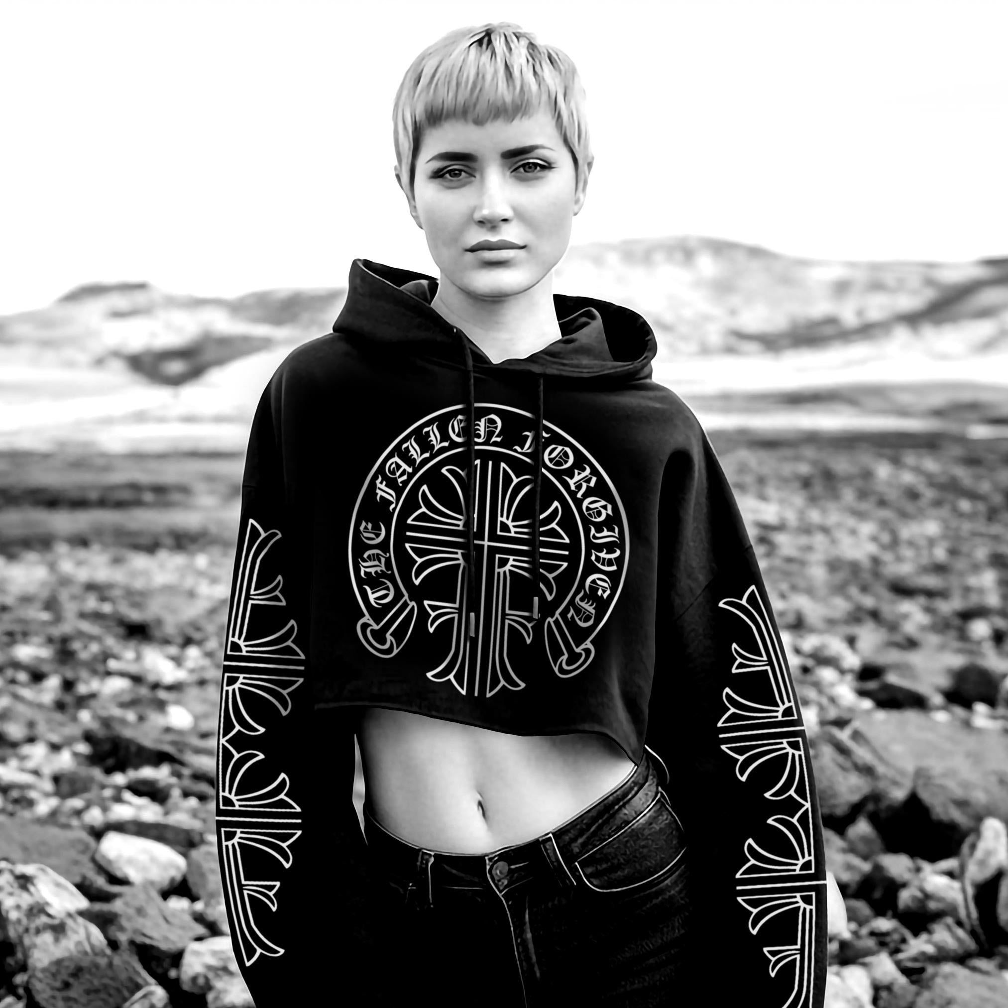 Rosen Kreuz】 LEATHER SHIRRING HOODIE 【公式通販】