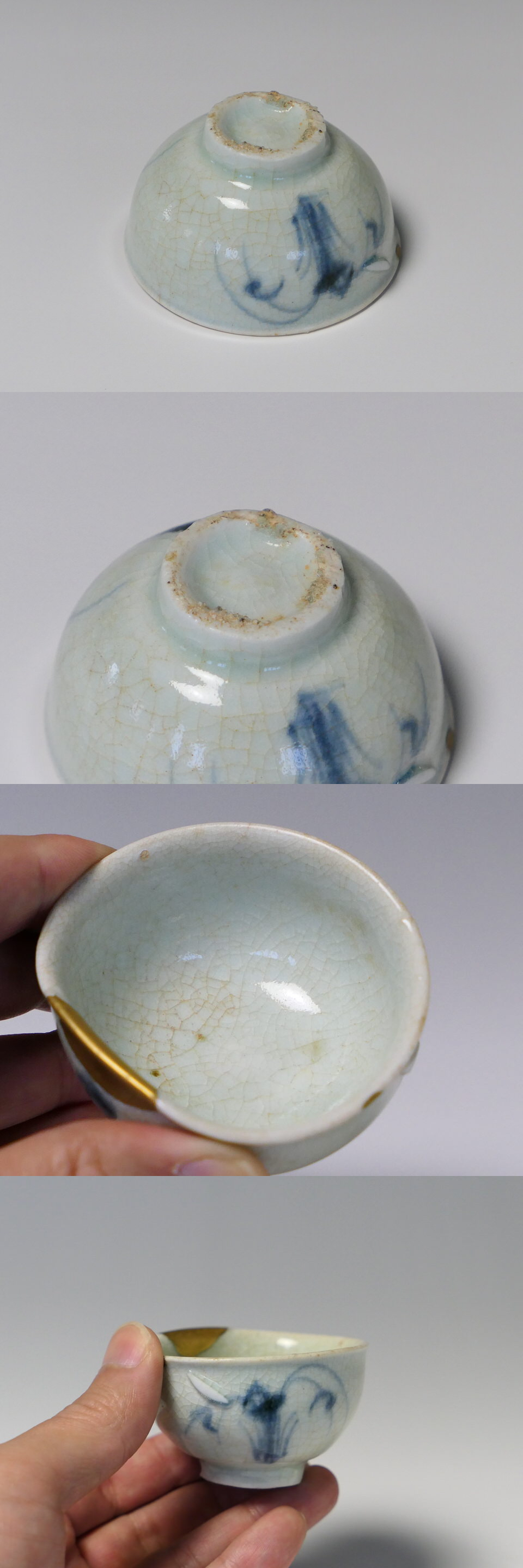 古伊万里 江戸幕末～明治期頃 染錦 鹿鶴文 三つ鉢 【公式通販】