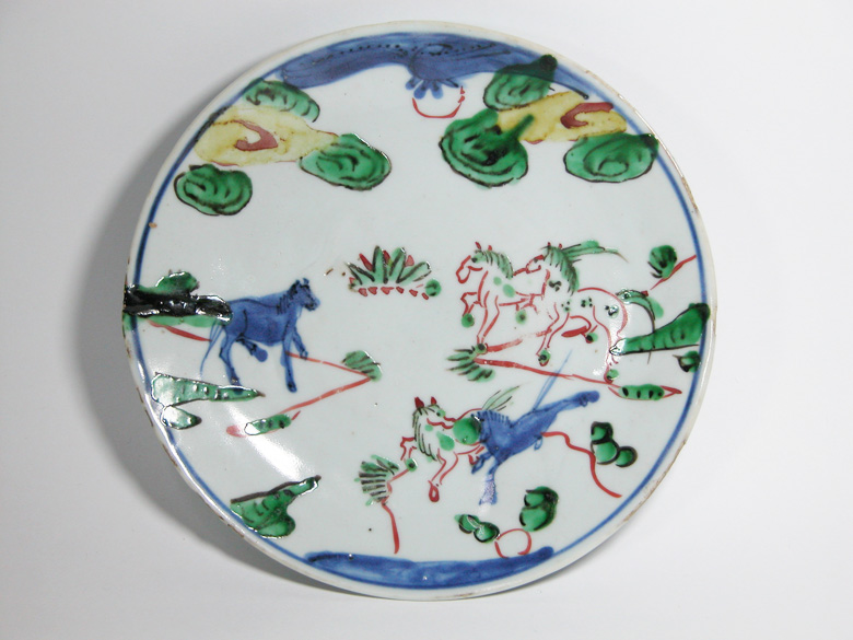 渡邊美術店 - 天啓赤絵 五彩群馬文皿 | 古美術品専門サイト fufufufu.com