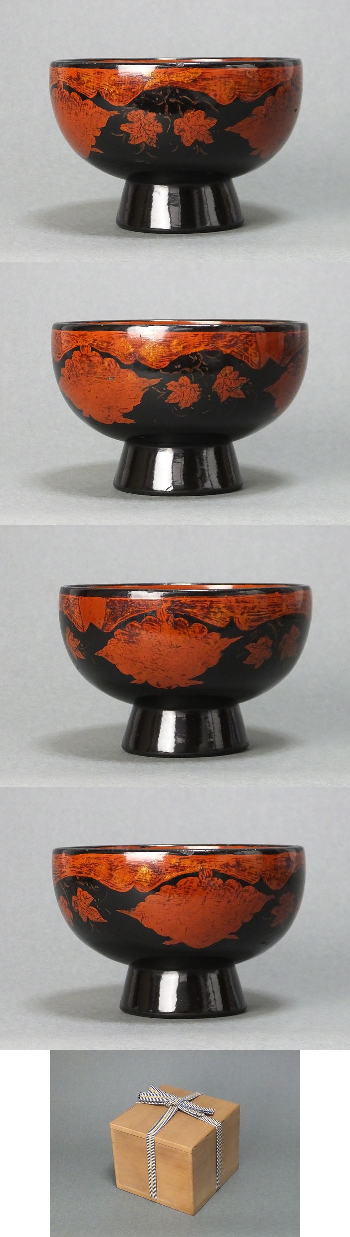 南部箔椀 五客 木製 美品 古童 - 南部箔椀 四つ組 その1 | 古美術品