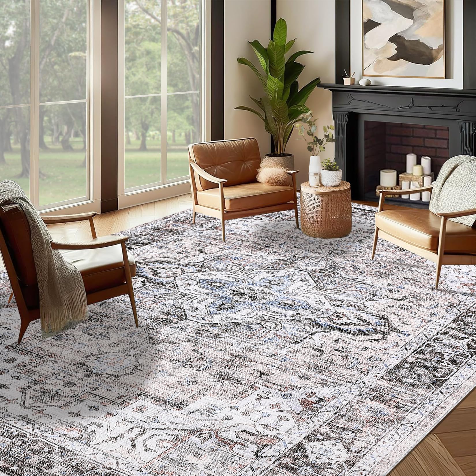 GARVEE 9x12 Large Area Rug - Vintage Distressed Design