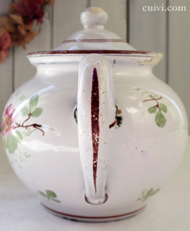 フランスアンティーク激レアピンクの小鳥とお花のハンドペイント