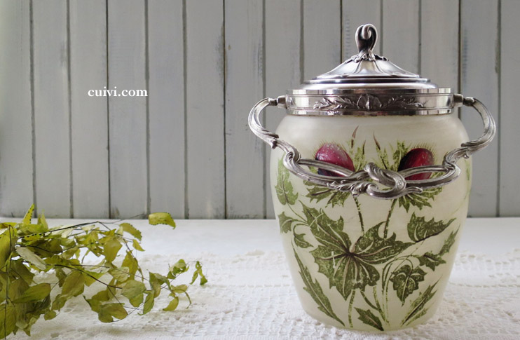 フロストガラス_ハンドペイント_アザミのビスケットジャー