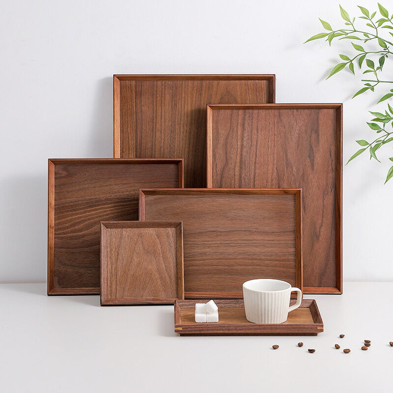 IwaiLoft 木製 トレー トレー お盆 天然木製 羽反 長角膳 角型 お盆