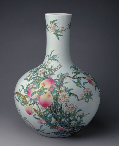 清乾隆粉彩九桃瓶档案-粉彩-鉴宝档案