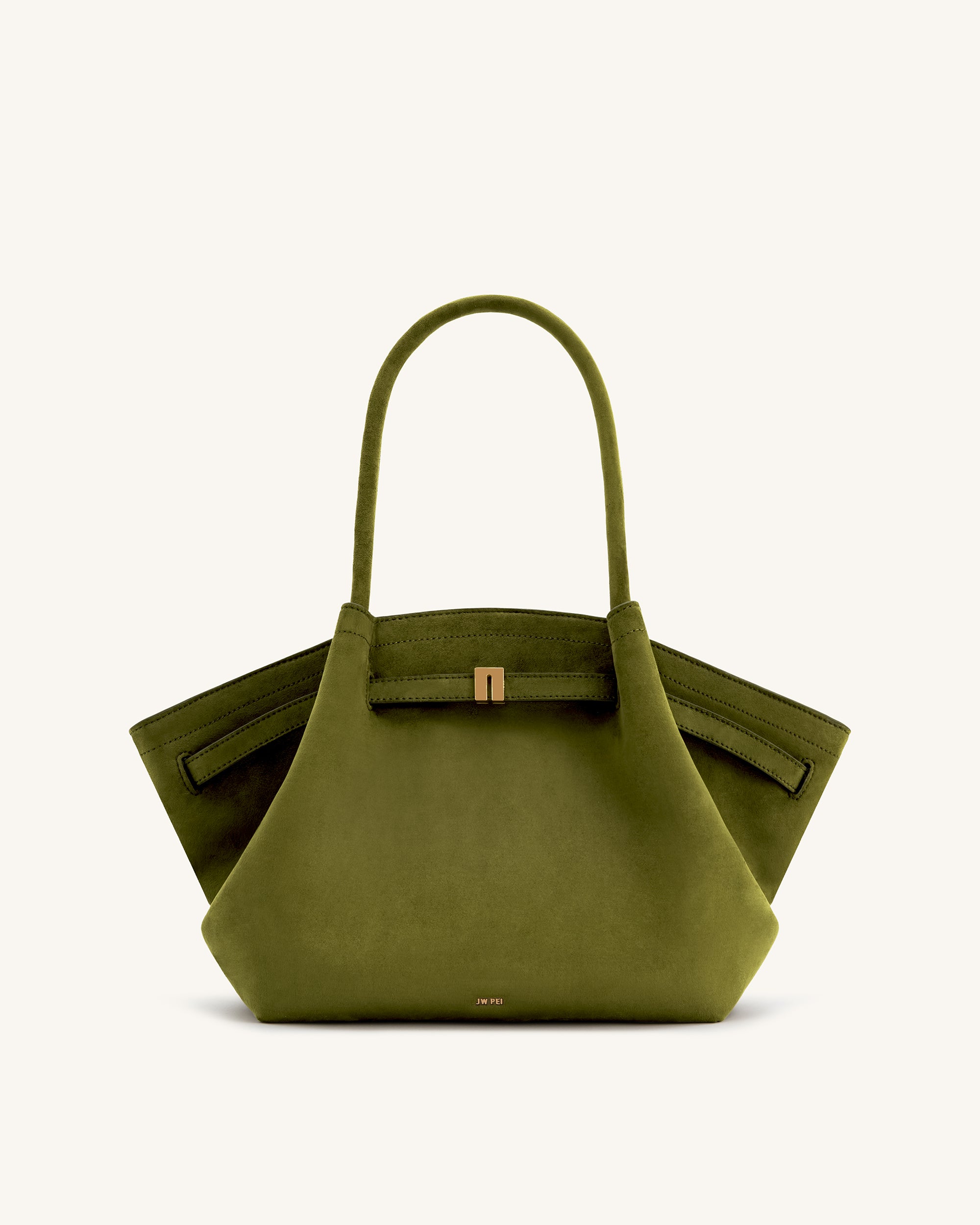 Hana Medium Faux Suede Tote Bag - Dark Olive | JW PEI