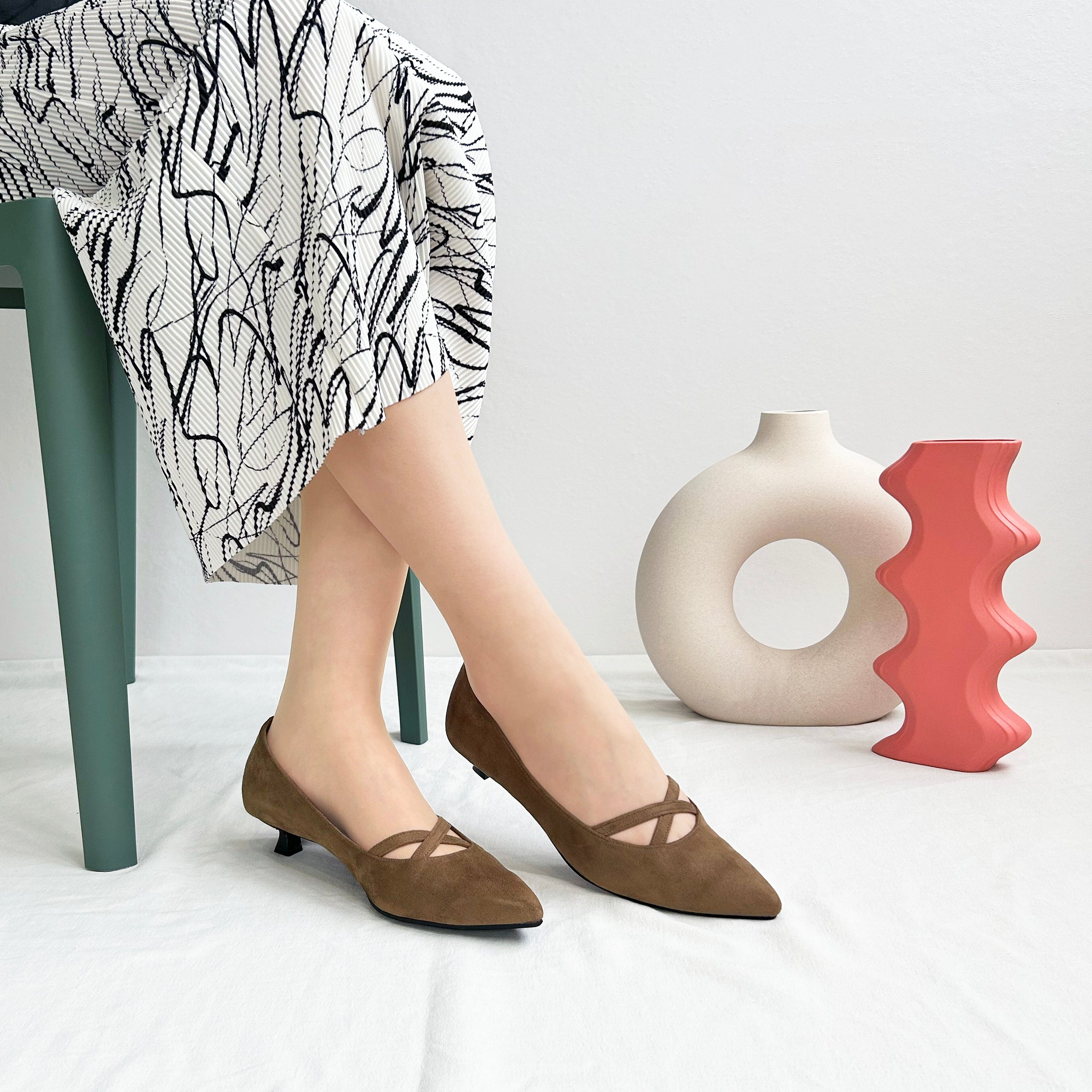 50%OFF：クロスストラップデザイン パンプス（m30003）トープS